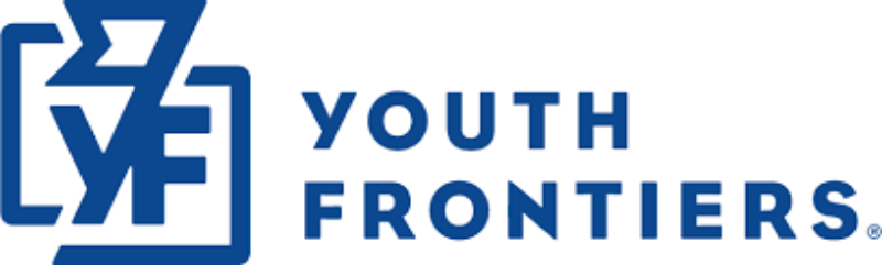 Blue and white logo of Spark & Stitch Institute partner Youth Frontiers